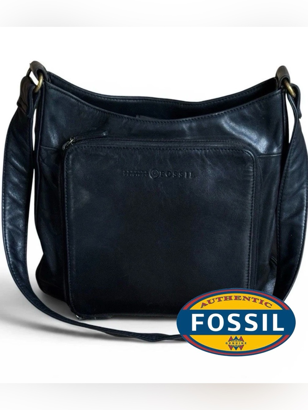 Fossil 1994 Shoulder Bag Leather Vintage Purse Classic 75082 Black Organizer